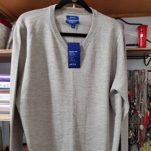 NWT:  Apt 9 Grey Merino Sweater, Size XL